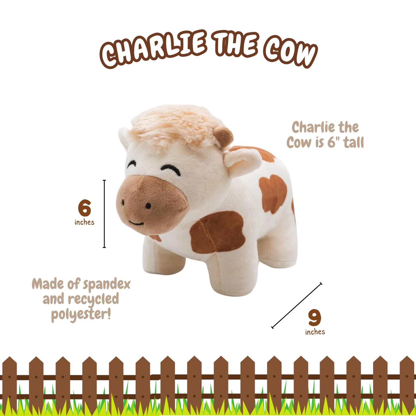 Follow Your Legend Charlie The Cow Plushie - 7 Cow Stuffed Animal, Stuffed Cow, Cow Plush, Fluffy Cow Stuffed Animal, Cow Gif