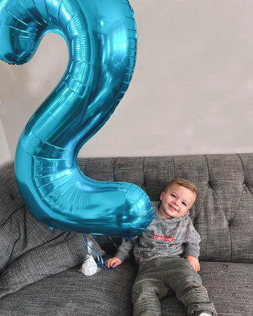 2 Balloon, Blue Number Balloons 40 Inch, 2Nd Balloon Number Birthday Decorations, Two Second Birthday Party Supplies, Number 2 B