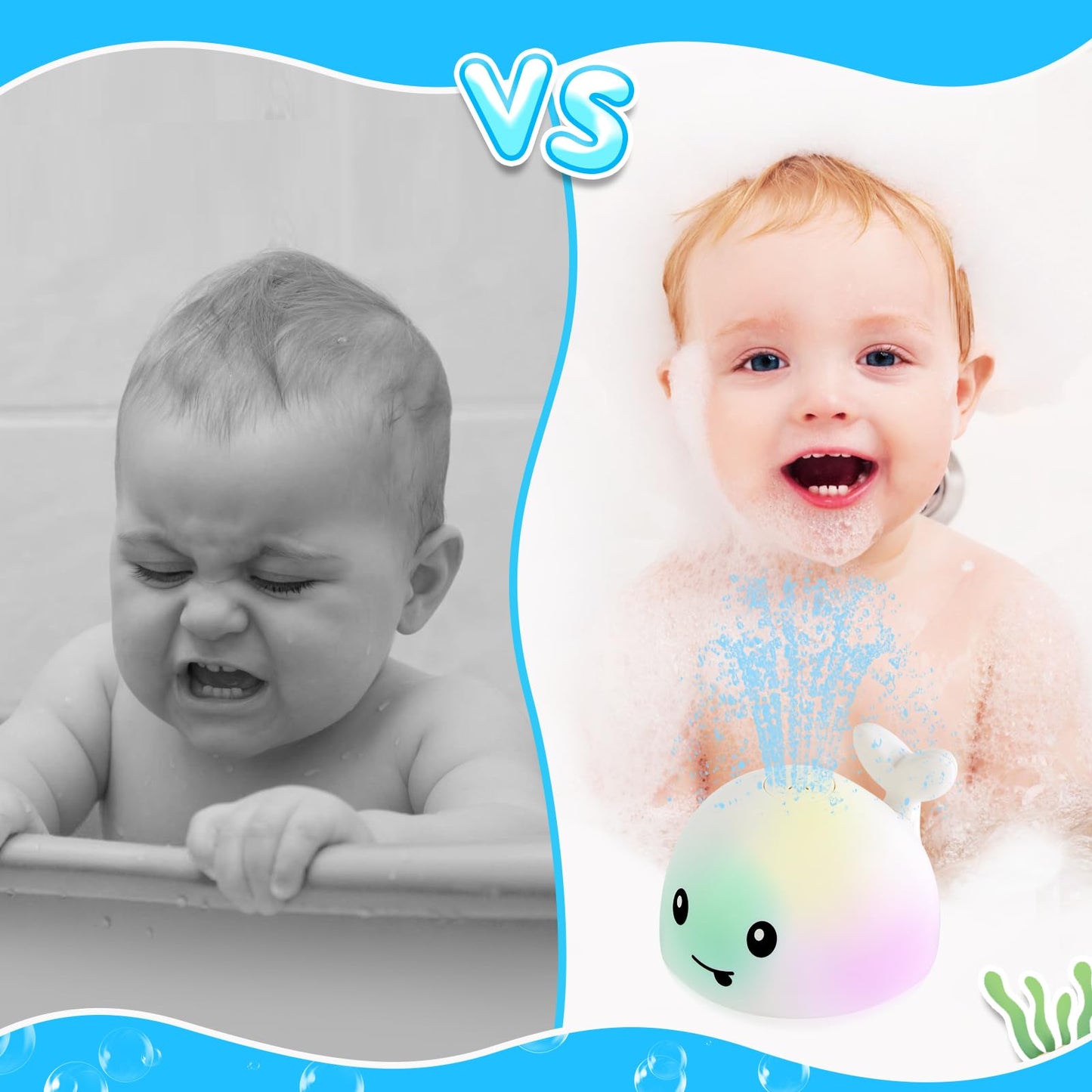 ?2024 Upgraded?Baby Bath Toys, Whale Bath Toy Sprinkler, Light Up Bath Toys For Kids Ages 1-3, Toddler Baby Toys 6-12 12-18 Mont