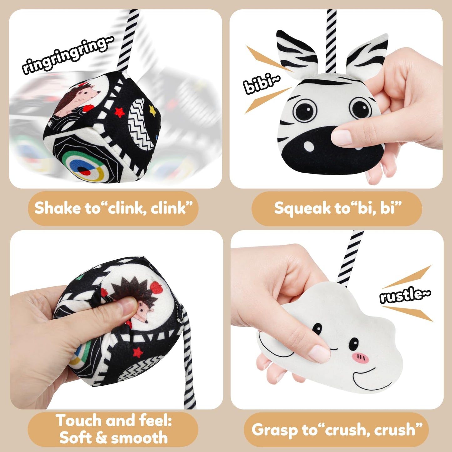 Gkdoms Baby Spiral Hanging Stroller And Car Seat Toys Black And White High Contrast Sensory Toy Newborn Plush Activity Toys Party Favors Gifts For Baby Shower Easter Basket Stuffers -Zebra