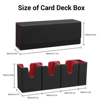Foteemo Card Deck Box For Mtg, 4 In 1 Commander Deck Box Magic The Gathering Deck Box Trading Card Deck Storage Box Holding 300+