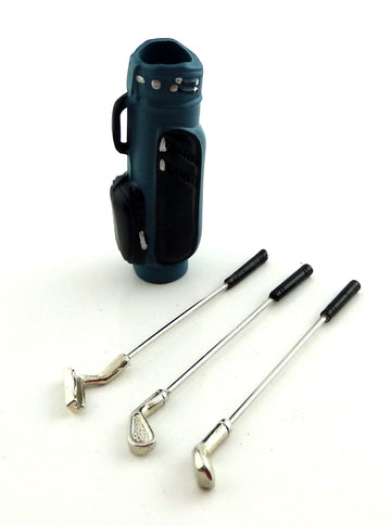 Dollhouse Miniature 1:12 Scale Blue Golf Bag with 3 Clubs #G8032b
