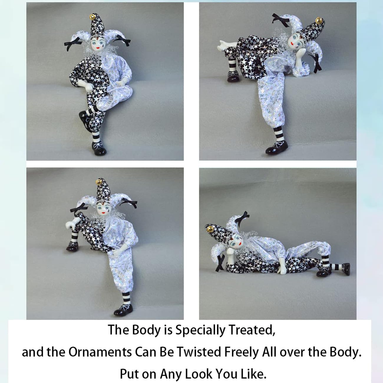 Maxyoung 14 Inch Porcelain Clown Doll Vintage Dolls Figurine, Collectible Figure, Hand Painted Toy, Christmas Halloween Birthday Gift, Twisted Body