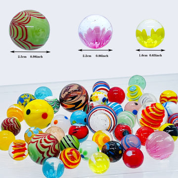 43 Unique Handmade Marbles Large Glass Big Marbles Assorted Sizes For Kids Ages 4-8-12 Collector Colored Play Marbles Glow In The Dark Marbles(43Pcs)