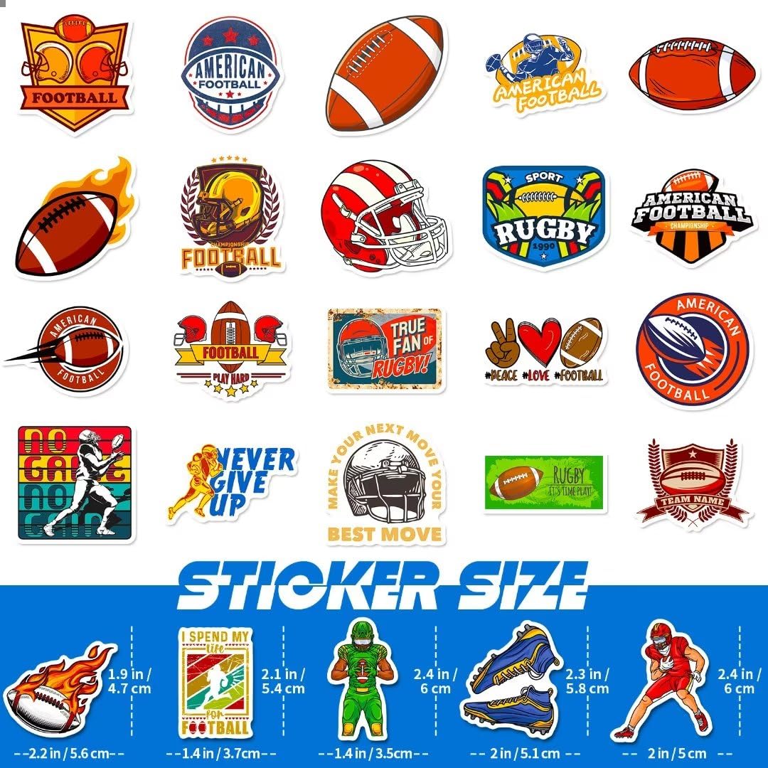 Football Stickers 100 Pcs Vinyl Waterproof Football Sports Stickers For Water Bottle Laptop Skateboard, Football Gifts For Kids
