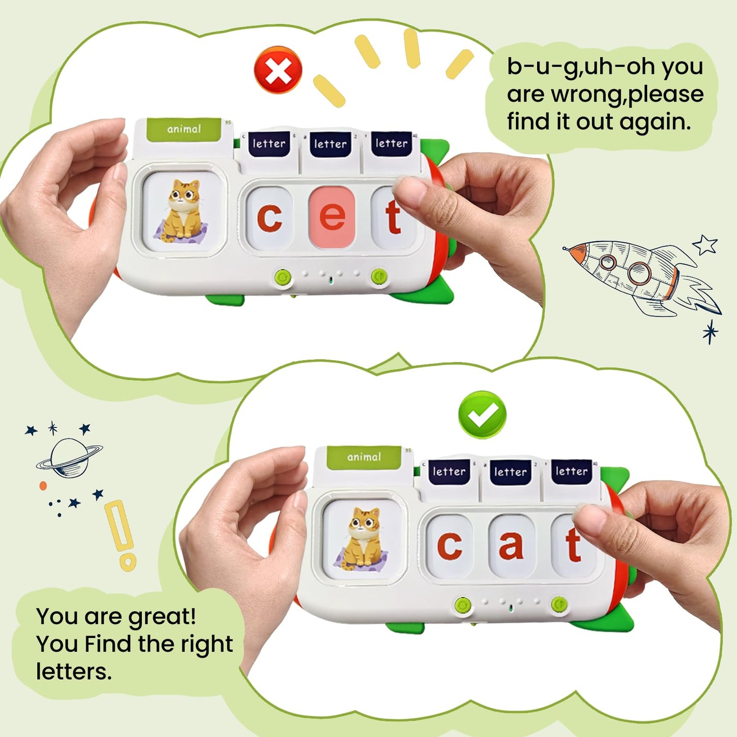 Hubfivy Talking Flash Cards For Toddlers 2 3 4 5 6 7 8,Sight Words Sensory Montessori Learning Toys With Autism,Cvc Word Spellin