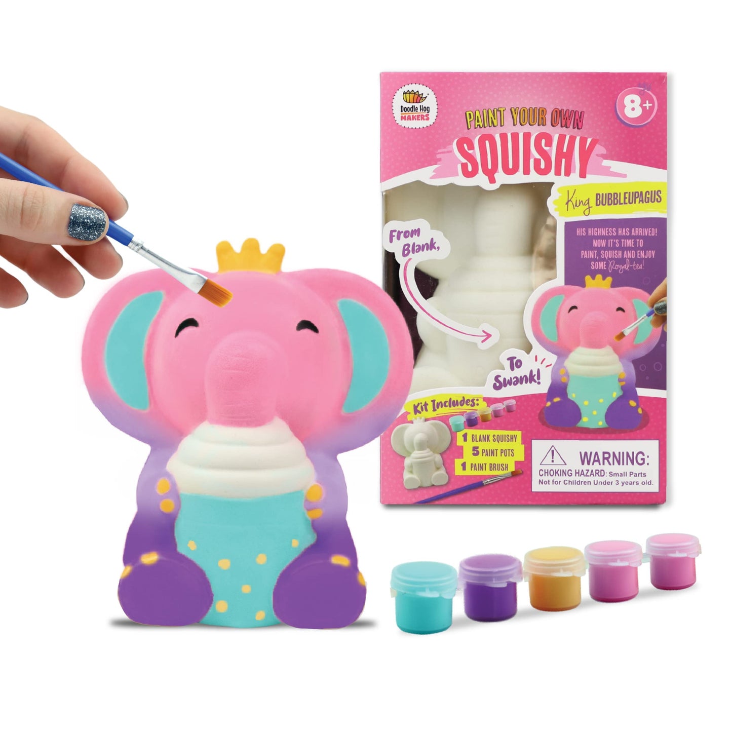 Doodle Hog Elephant Squishy Painting Kit - Squishy Toys For Kids, Squishies For Kids - Slow Rise Squishy Animals - Ideal Arts And Crafts, Gifts For 8-12, Girls & Boys, Easter Basket Stuffers
