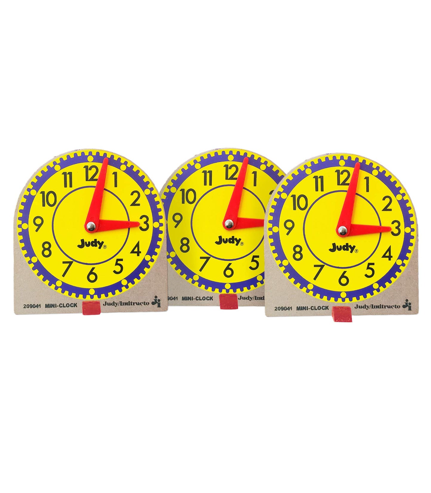 Carson Dellosa Mini Judy Clock Telling Time Clock Set, 12 Mini Judy Clocks, 4'' X 4'' Telling Time Teaching Clocks For Kids, Kin