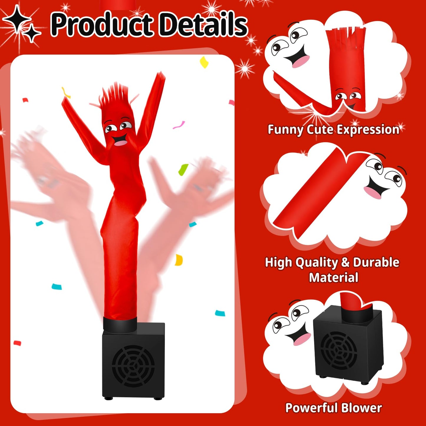 Poen Easter Mini Inflatable Tube Man Gag Funny Gift For Kids Wacky Waving Inflatable Tube Guy With Blower Joke Toy Desktop Quirky White Elephant Gift For Table Birthday Party Decor(Funny)