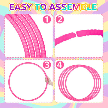Shappy 6 Pcs Exercise Hoop Detachable Adjustable Plastic Toy Playground Toys Colored Hoop Circles For Teens Games Gymnastics Dog Agility Equipment Party Decor(24 Inch,Pink)
