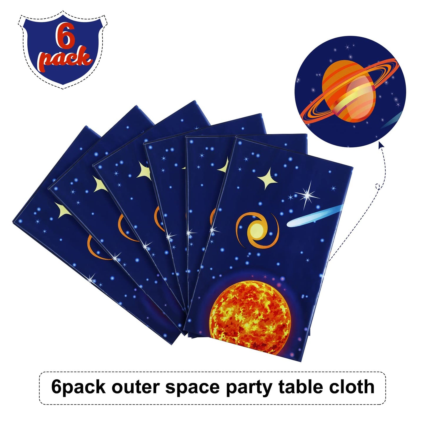 Space Tablecloth Decorations, Plastic Solar System Table Cover Planet Design For Kids Space Theme Birthday Party Decorations And Supplies, 54 X 108 Inch (6 Pieces)