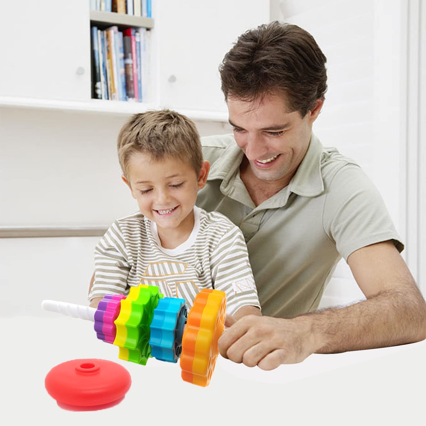 Luckfuture Spinning Stacking Toys, Educational Toddler Toys Stacking Rings Baby Toy, Montessori Toy For Girls And Boys, Spin Gea