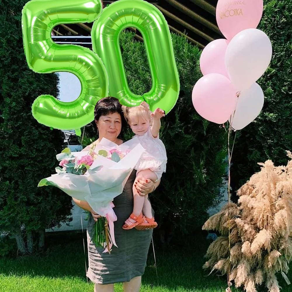 Toniful 40 Inch Large Green Number 60 Balloons Giant Digital 60 Helium Balloons, Foil Mylar Big Number Balloons For 60Th Birthda