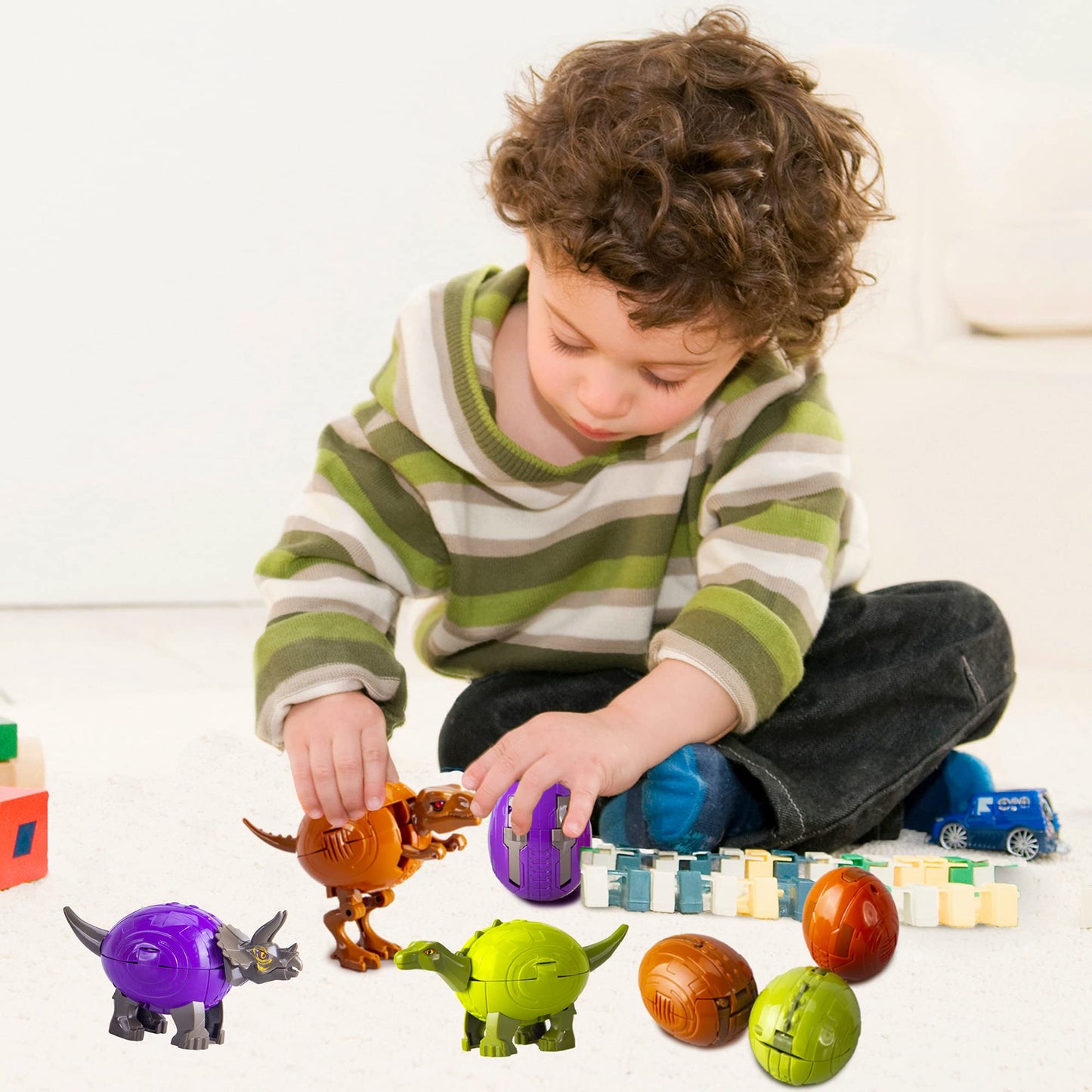 Nicerinc 4Pcs Dinosaur Robot, 2 In 1 Dinosaur Robot Toys,Toys Birthday Gifts For Girls Boys