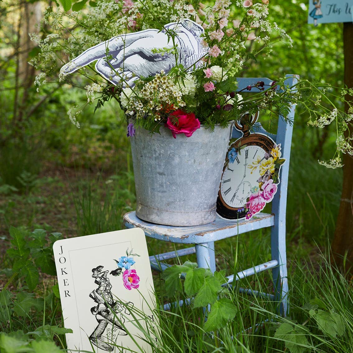 Pack of 8 Alice in Wonderland Props - Oversized Decorations, Party Supplies For Mad Hatter Tea Party, Birthday, Afternoon Teas,