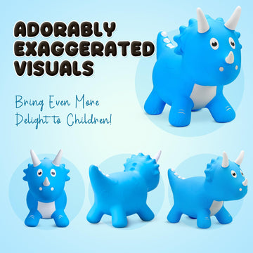 VangeBow Dinosaur Bouncy Horse for Toddlers, Inflatable Ride-On Hopper Toy, Medium Size, Softer PVC, Perfect for 1-5 Year Olds, Pump Included