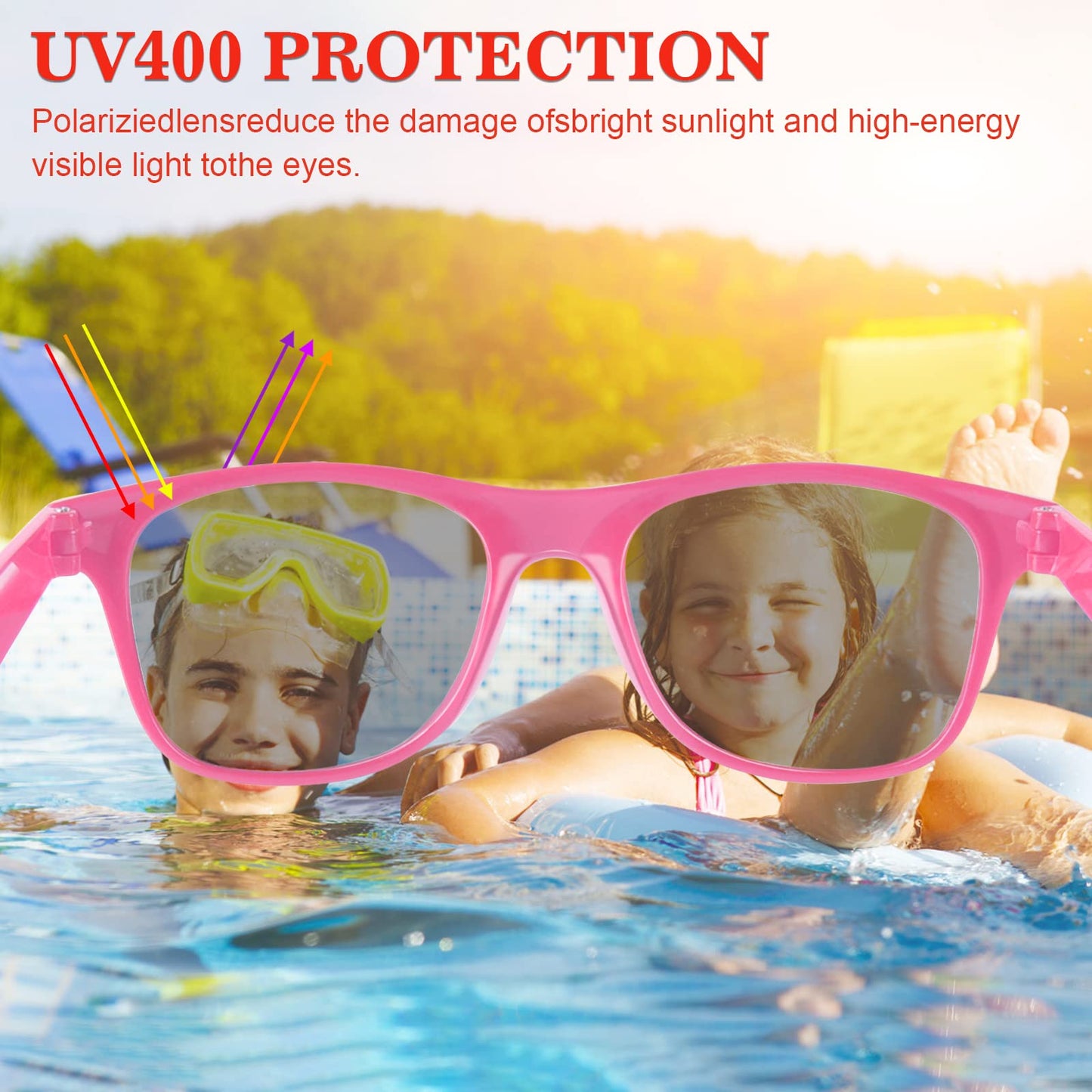 Tuparka 20 Pack Kids Sunglasses Bulk For Summer Pool Party Favors Birthday Parties Goody Bag Fillers, Pink