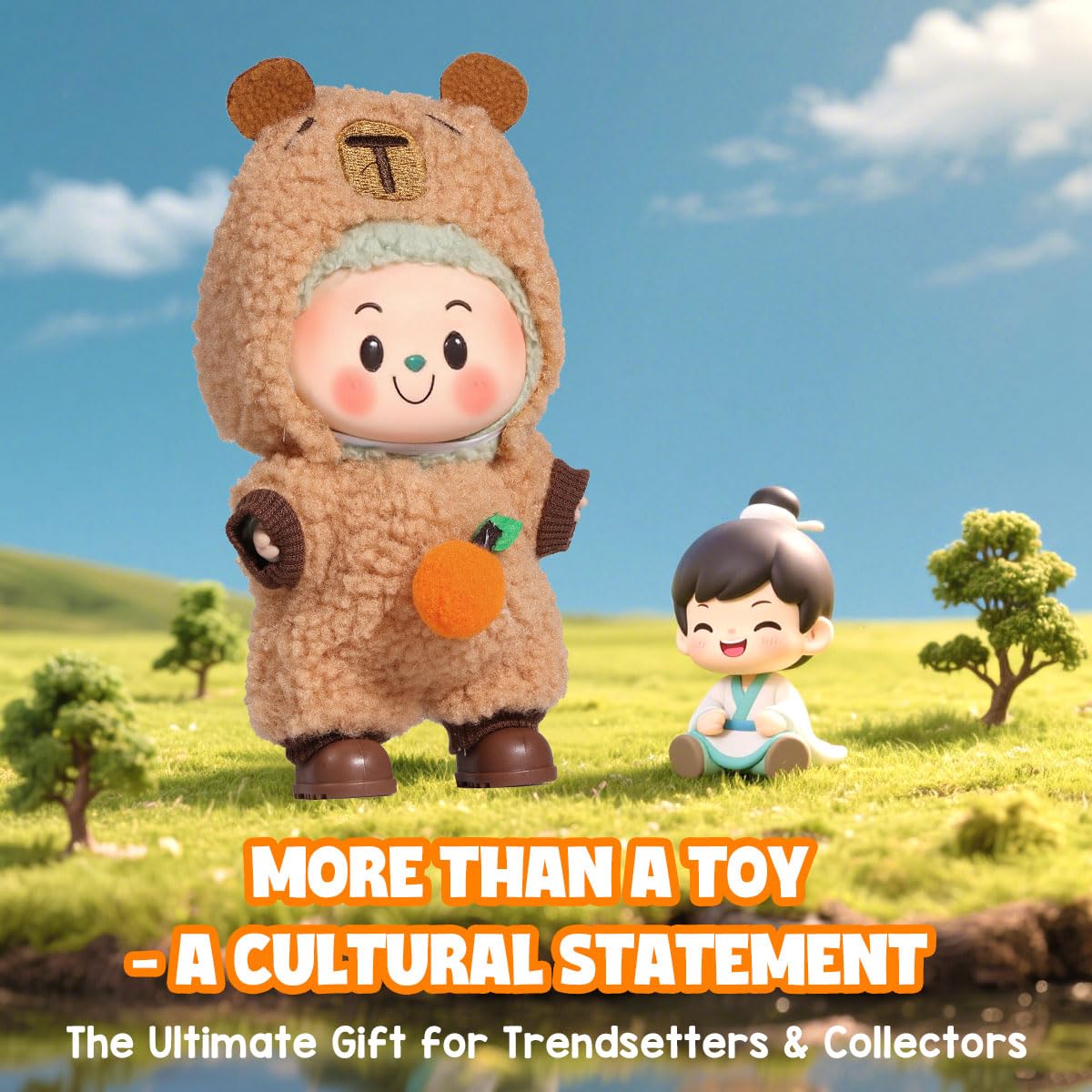 AICase for Labubu Clothes/for Labubu Outfits Capybara Clothes Set for 17cm Lububu Doll 2 Piece Set Hat Overalls Clothing for LA BUBU Boys Stylish Adorable Dolls Clothes Accessories (No Doll)