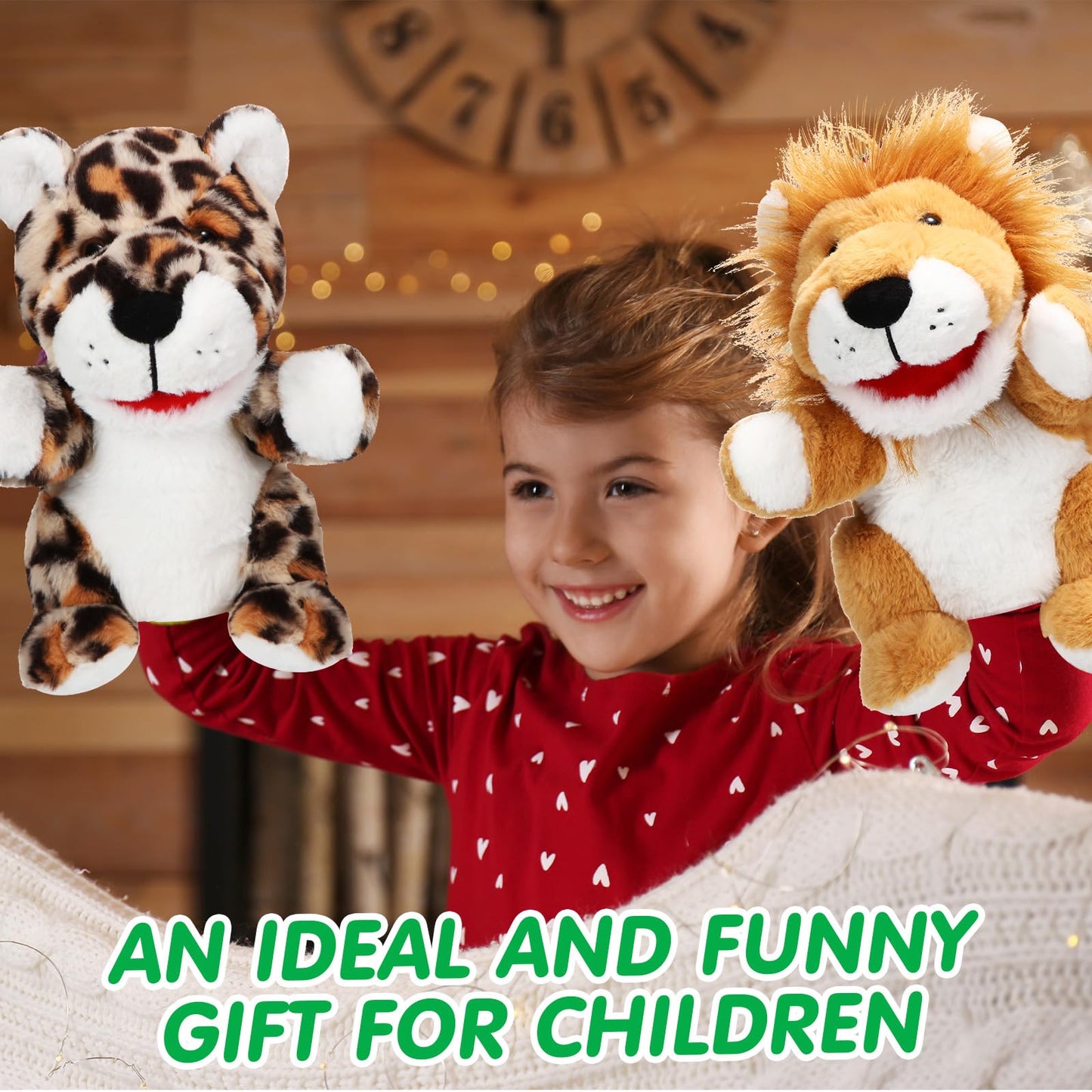 Lenwen 6 Pcs Valentines Day Gifts For Kids Hand Puppets Bulk With Working Mouth 10 Inches Plush Animal Hand Puppet Toddler Plush Toys For Classroom Exchange Gift Birthday Party Favor(Forest Animal)