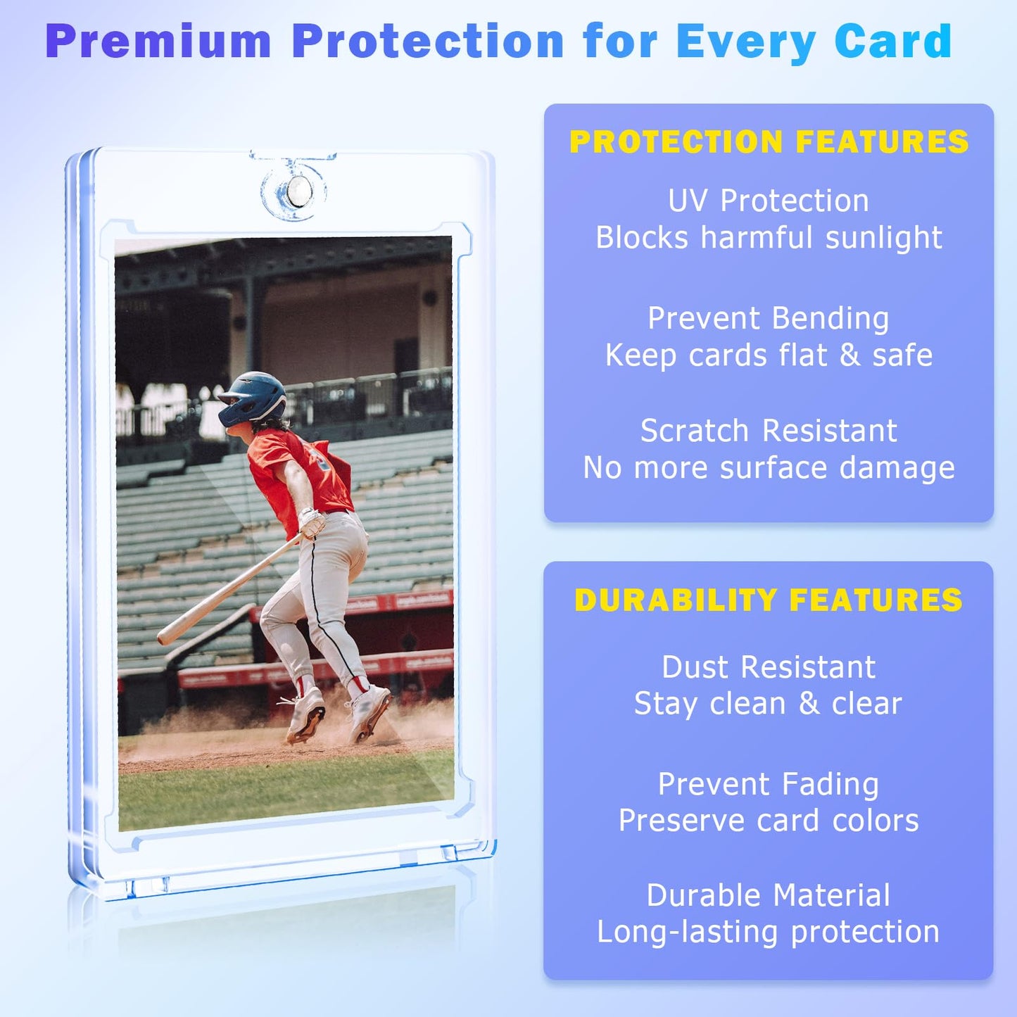 Succwoah 100ct Magnetic Card Holder for Trading Cards 35 PT One Touch Card Sleeves Hard Plastic Card Protectors Top Loaders Display Case for Baseball Football Sports Game TCG MTG YUGIOH