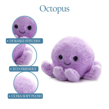 The Petting Zoo Purple Octopus Stuffed Animal Plushie, Gifts For Kids, Nuggetz Sealife Animals, Octopus Plush Toy, 6 Inches