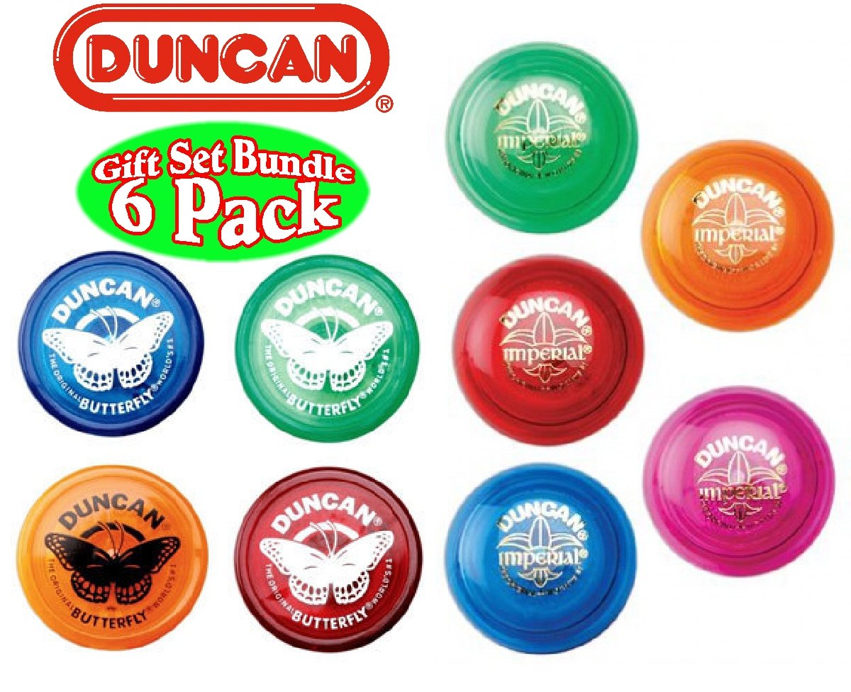 Duncan Yo-Yo Imperial (3) & Butterfly (3) Deluxe Gift Set Bundle - 6 Pack (Assorted Colors)