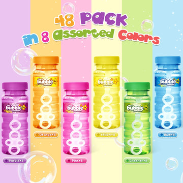 Shemira 48 Pcs Bubble Bottles With Wand, Bubble Party Favor Supply For Summer Indoor & Outdoor Activities, 4 Oz Bubble Solution