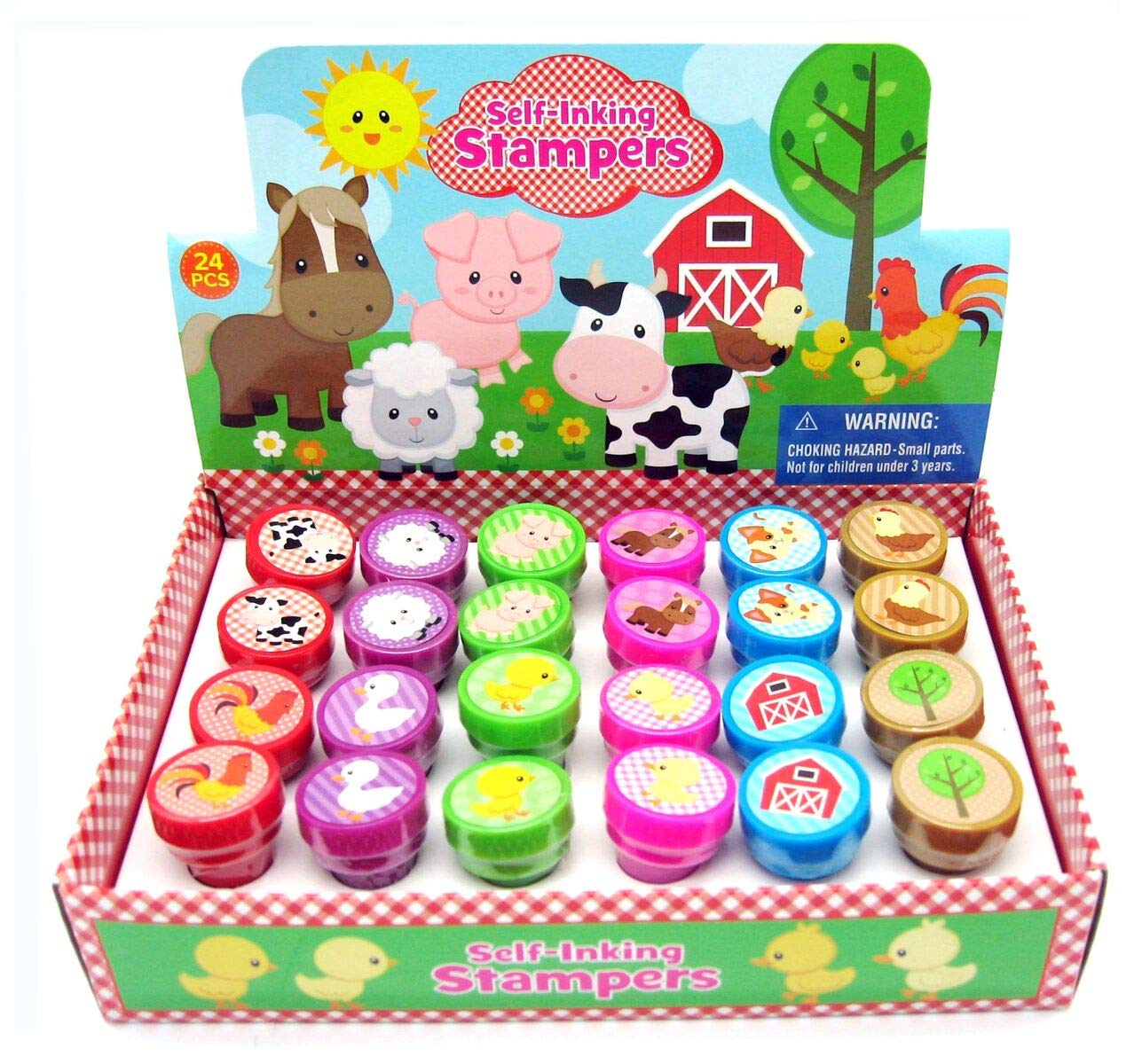 Tiny Mills 24 Pcs plastic, rubber Barnyard Farm Animals Stampers for Kids