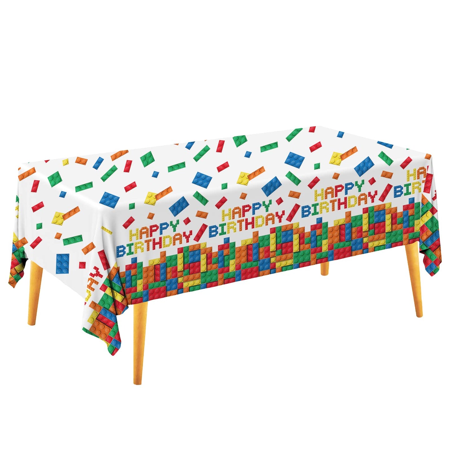 Gatherfun Building Block Party Disposable Tablecloth, Plastic Table Cover For Building Block Themed Party, Kids Birthday Party,