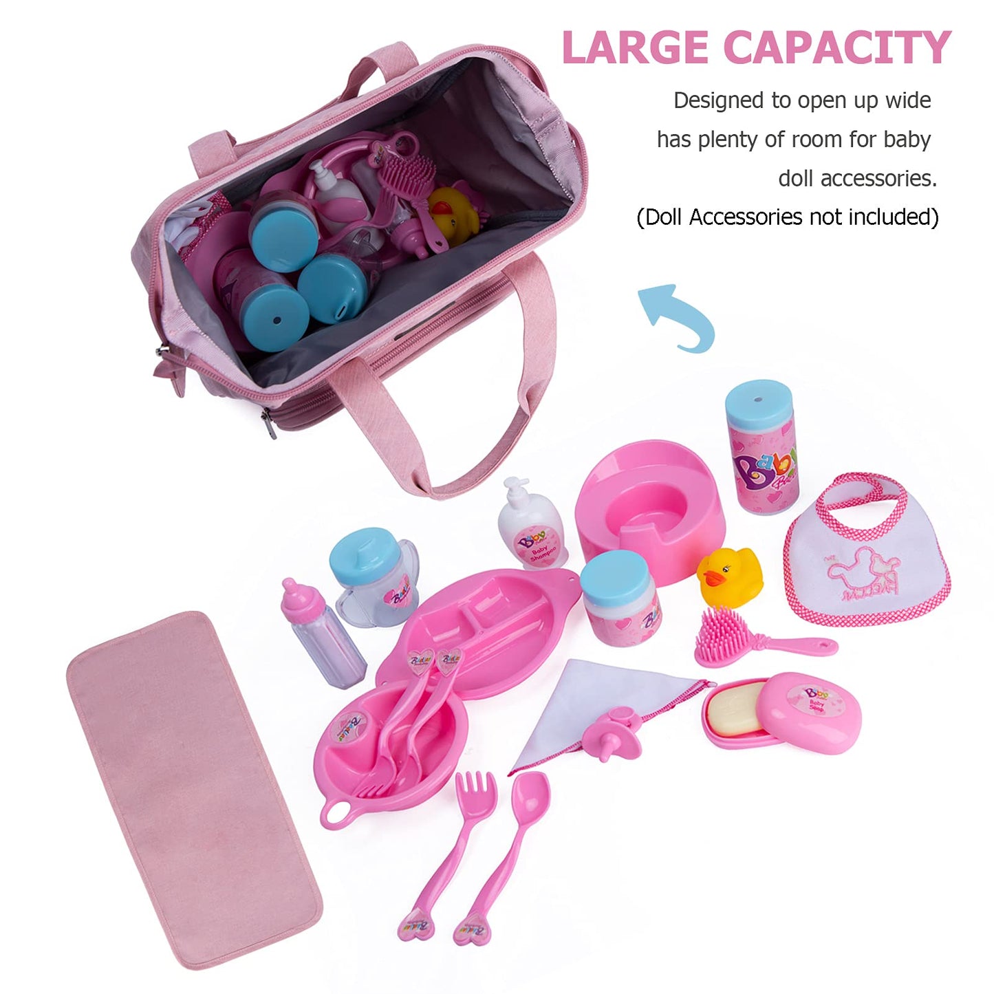 Bebamour Baby Doll Bag With Doll Changing Pad Carry Baby Doll Accessories Fashion Kids Bag (Bag)