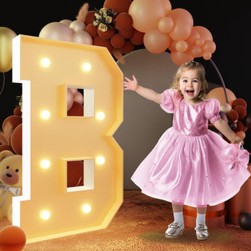 Imprsv Marquee Letter B, 3Ft Block Craft Kit For Party Decorations, Large Light Up Letters For Wedding, Baby Shower, Engagement
