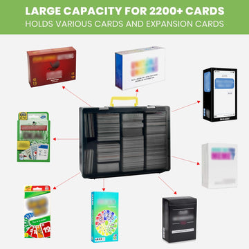Alkoo 2200+ Large Trading Card Storage Box Case Holder For Kids Against Maturity, C.A.H Mtg Deck Organizer For Cards Against Humanity/For Magic The Gathering Sports Cards& Expansions