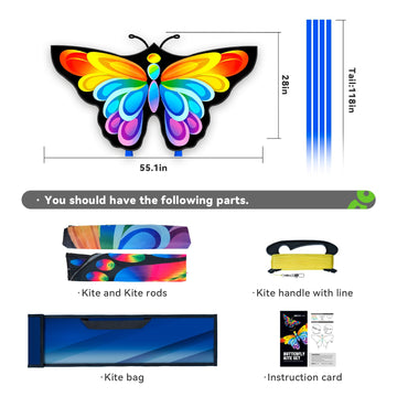 Doinfly Butterflys For Kids, Beautiful Kite Easy To Fly For Beginners With 328 Ft Line & Line Winder, Easy To Fly For Beach Trip
