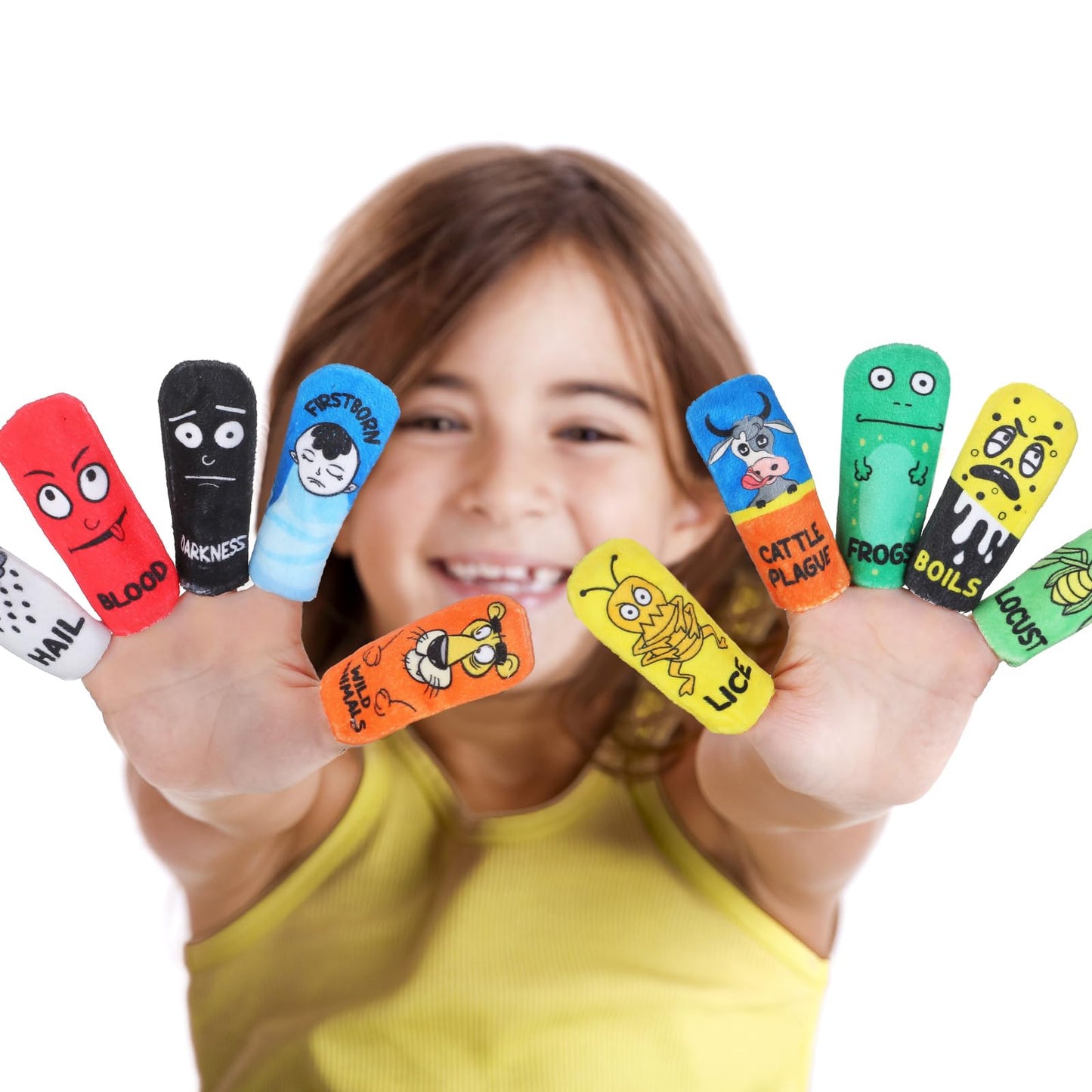Vercanmonth 10 Pcs Passover Plagues Finger Puppets For Kids Plush Passover Kids Toy 10 Plagues Of Egypt Gifts For Pesach Seder E