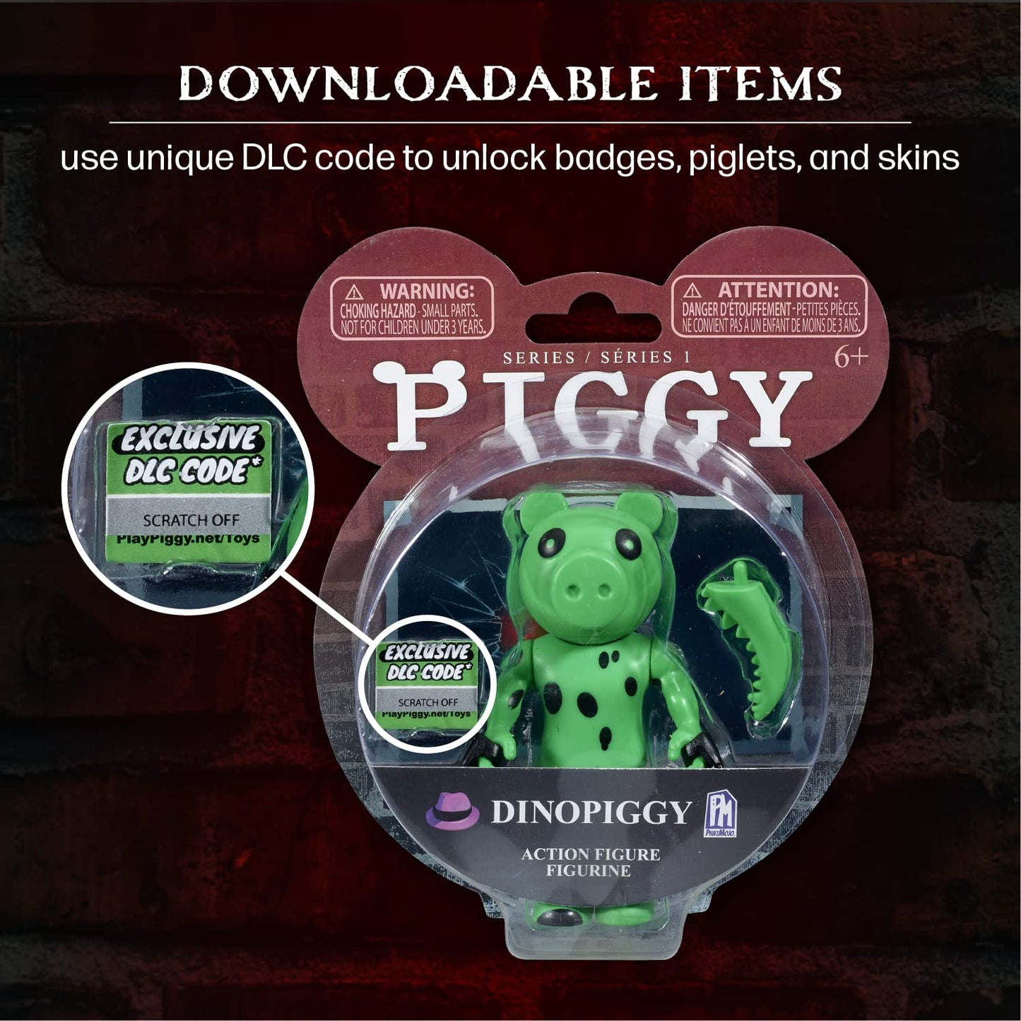 Piggy Action Figure - Dinopiggy Articulated Buildable Action Figure Toy, Series 1 Collectible
