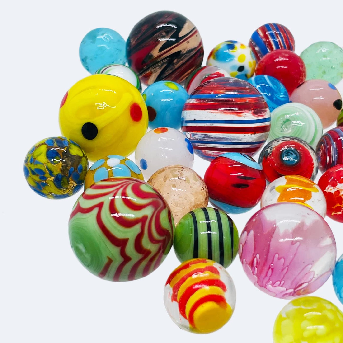 43 Unique Handmade Marbles Large Glass Big Marbles Assorted Sizes For Kids Ages 4-8-12 Collector Colored Play Marbles Glow In The Dark Marbles(43Pcs)