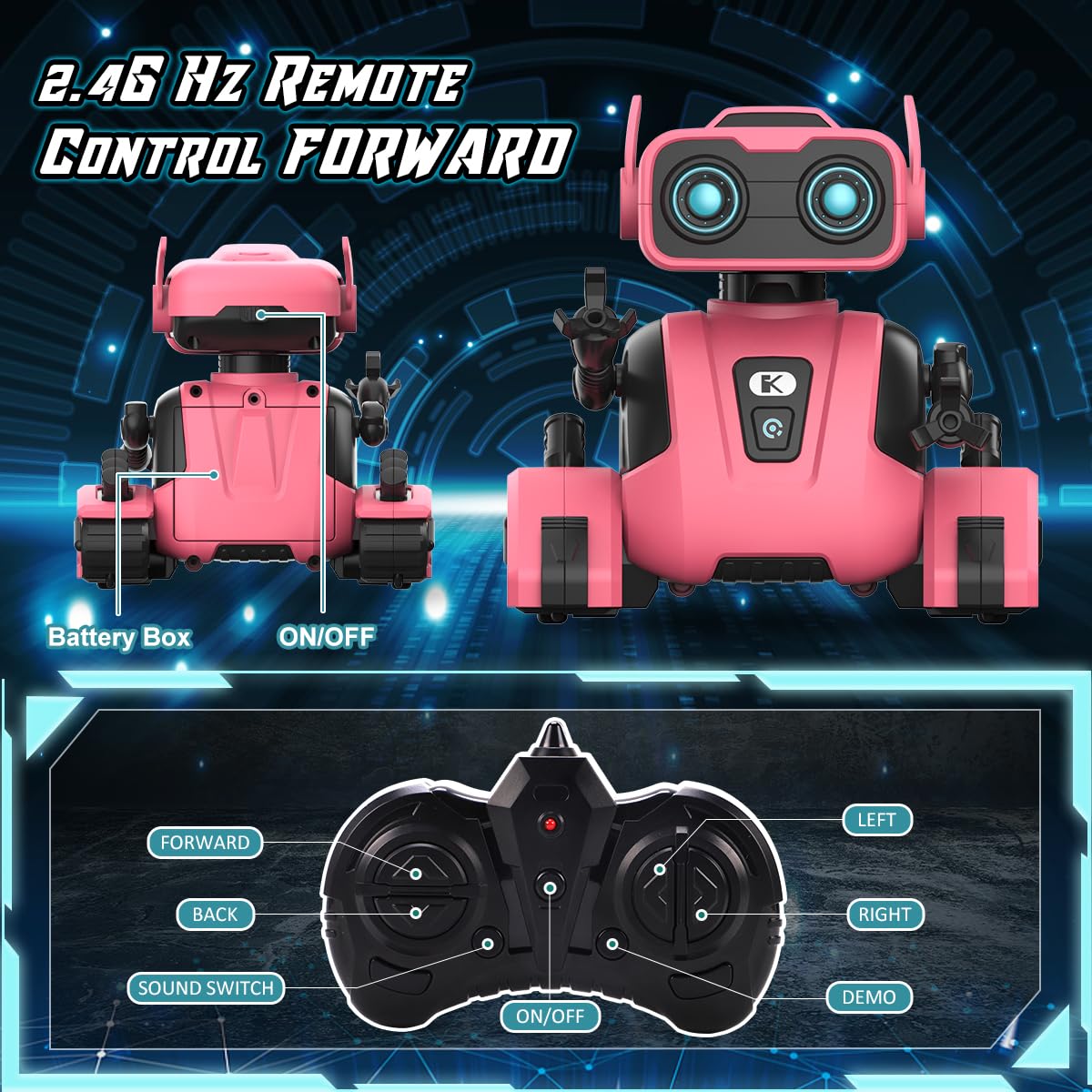 Kaekid Robot Toys For Girls, 2.4Ghz Remote Control Robot Toy, Rc Robots For Kids With Led Eyes, Flexible Head & Arms, Dance & Sound, Gifts For Boys Girls Ages 3 4 5 6 7 8 Years