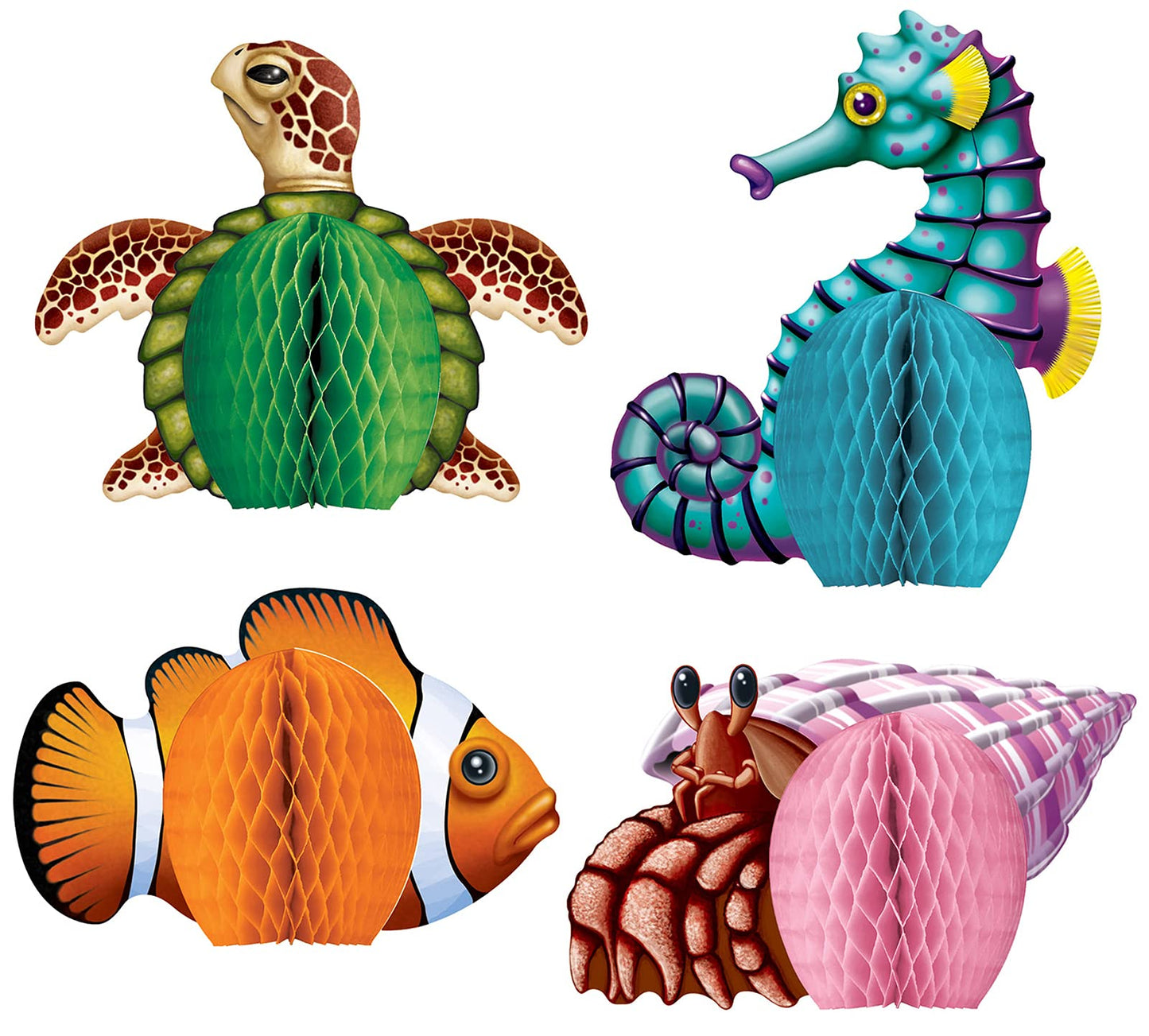 Beistle Sea Creatures Honeycomb Party Decorations - Pack Of 3