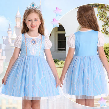 Benylion Princess Dress for Girls Kids Blue Princess Dress Halloween Cosplay Party Outfits Cinderella Dresses for Girls Birthday