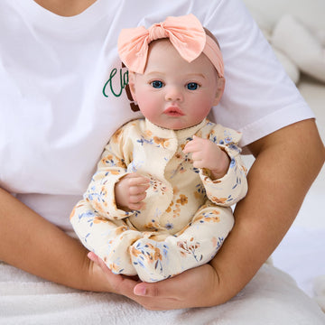 Myrebaby 17' Realistic And Cute Reborn Baby Girl Zoey Opened Her Eyes, Handmade Lifelike Reborn Doll, Advanced Painted Vinyl Gift Set For Kids Age 3+