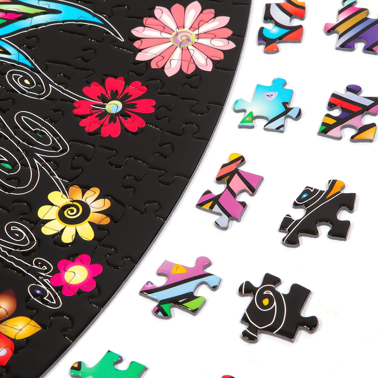 Bgraamiens Puzzle-Flower Whisper-1000 Pieces Round Puzzle Color Challenge Jigsaw Puzzles For Adults And Kids