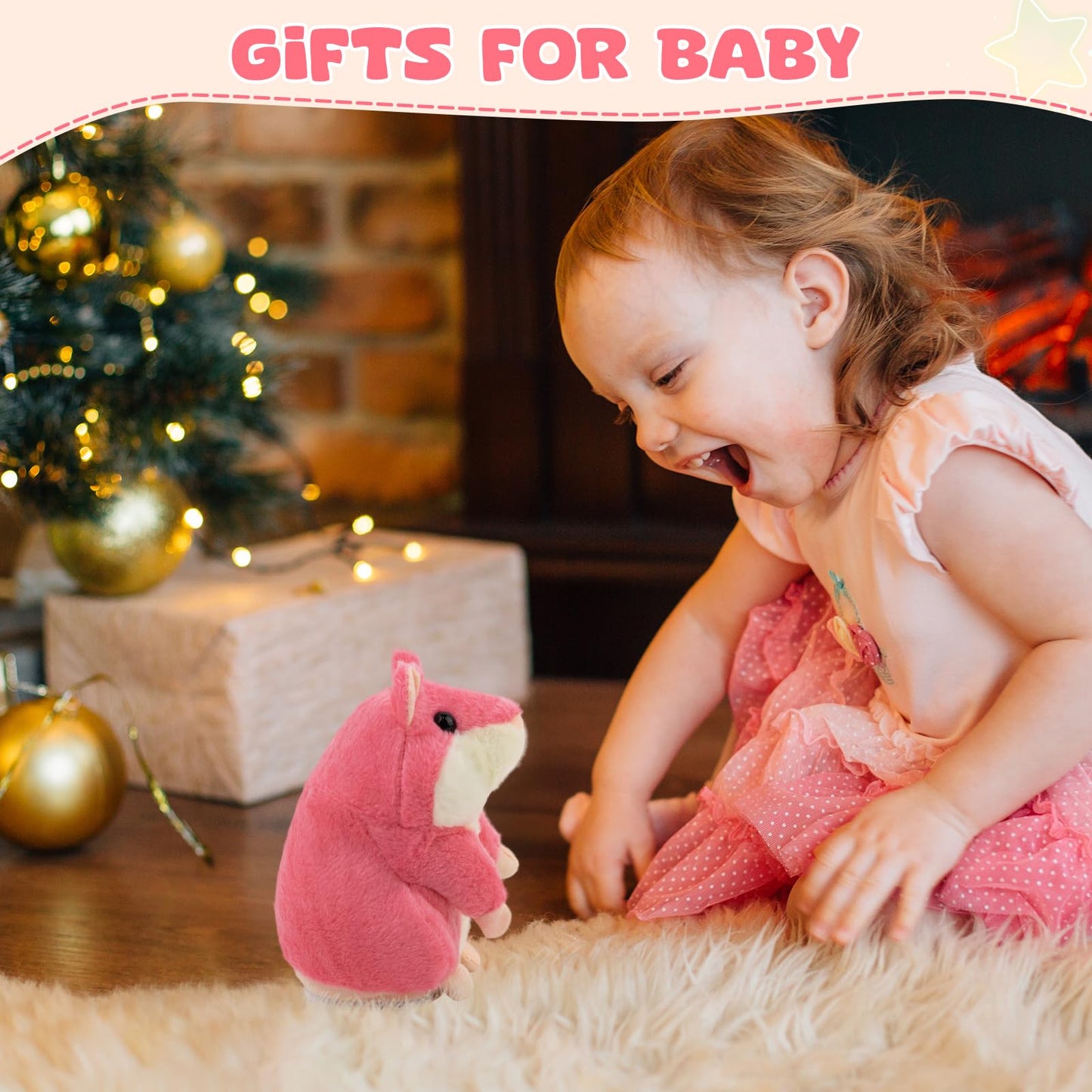 Qrooper Talking Hamster Easter Stuffed Animal Repeats What You Said, Toddler Interactive Autism Toys, Easter Basket Stuffers For Kids 3+ Year Olds