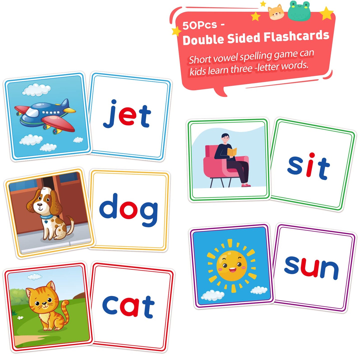 Learnign Toys For 2 3 4 5 6 Years Old Boys Girls, Wooden Cvc Reading Spelling Game For Kids, Preschool Kindergarden Learning Activities, Educational Toys Gifts For 2-4 3-5 4-6 Year Old Kids