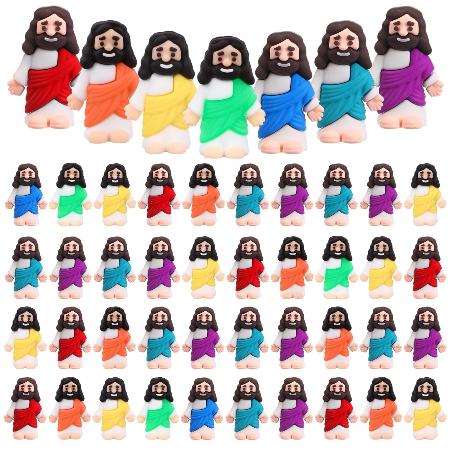 Bememo 50 Pcs Mini Jesus Figures Original Design Jesus Toys Little Figures to Hide and Seek Sunday School Religious Easter Party