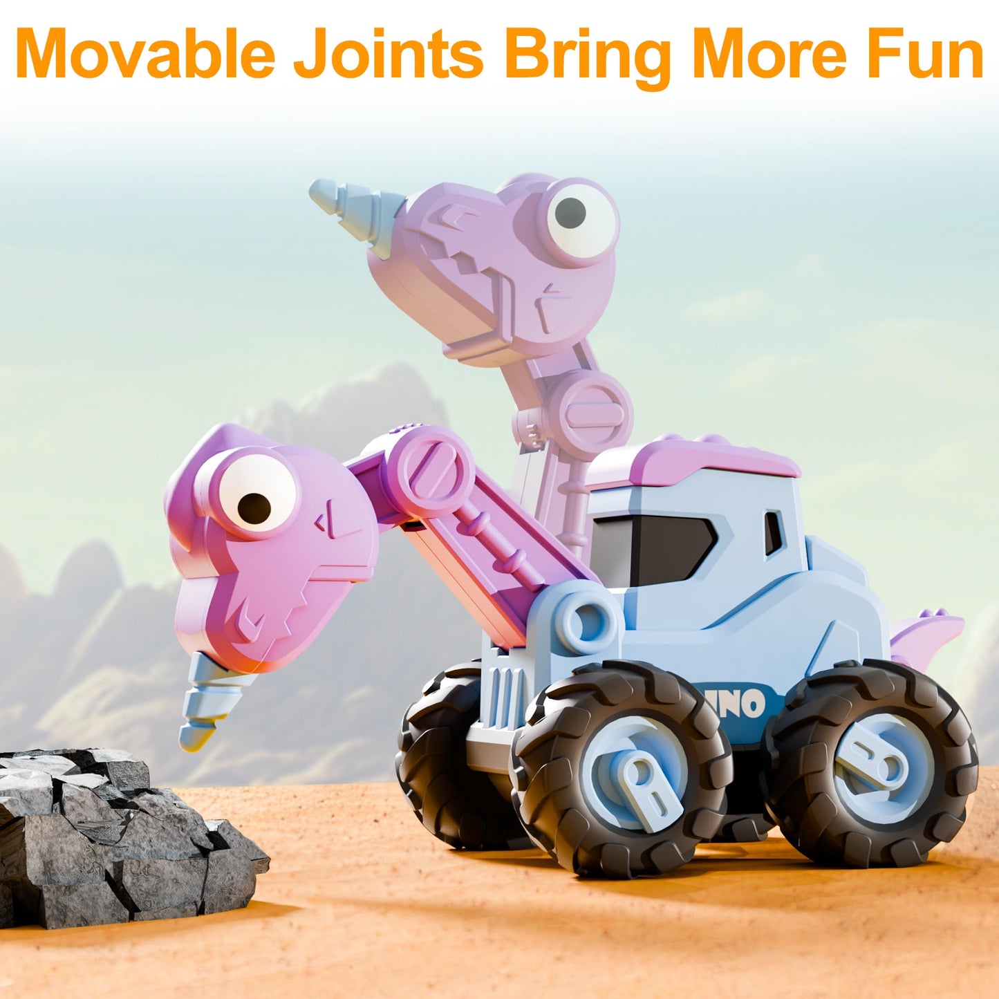 iPlay, iLearn Dinosaur Truck Toys for Toddlers, Boys Dino Press Go Racing Cars, Kids Construction Sandbox Vehicles Playset, Baby