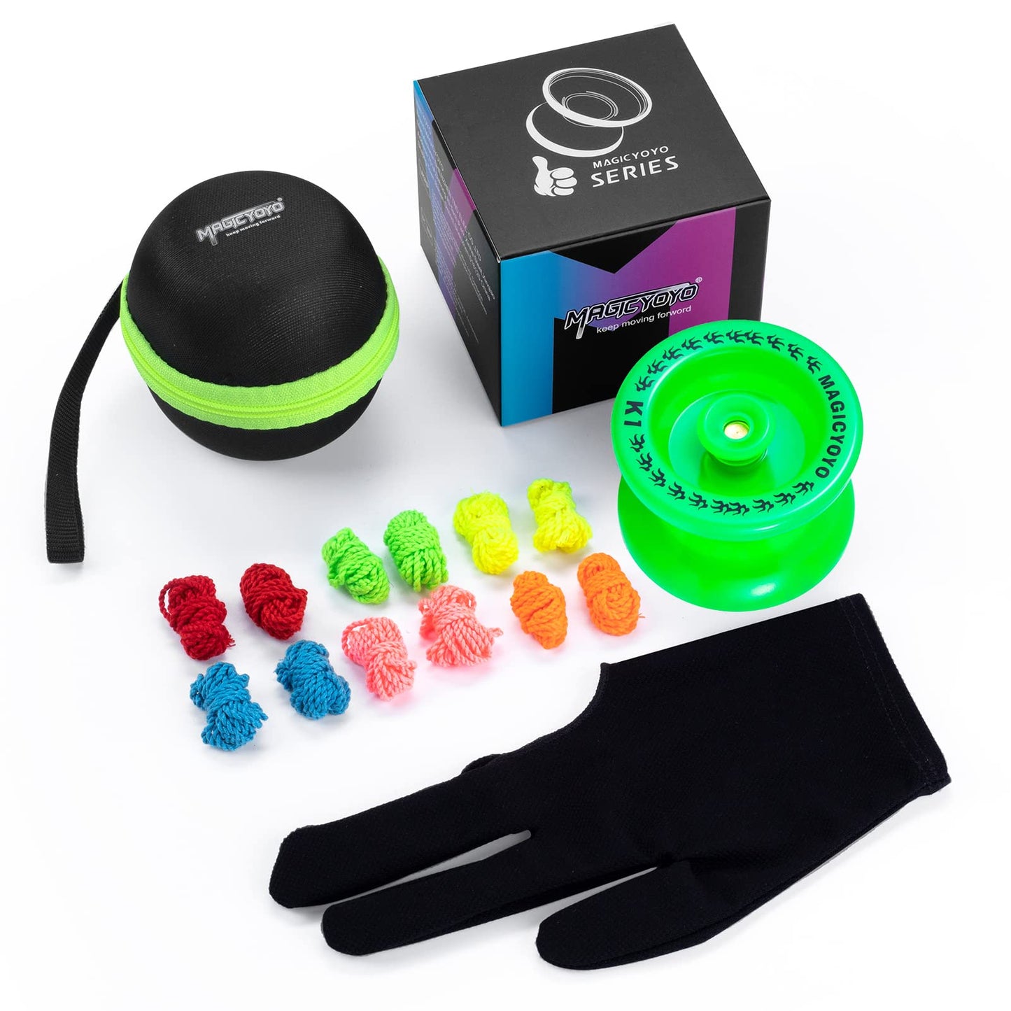 Magicyoyo Responsive Yoyo K1 Plus Glow In The Dark Green Yoyo For Beginner Kids, Plastic Abs Yoyo With Yoyo Glove+Yoyo Bag +12 R