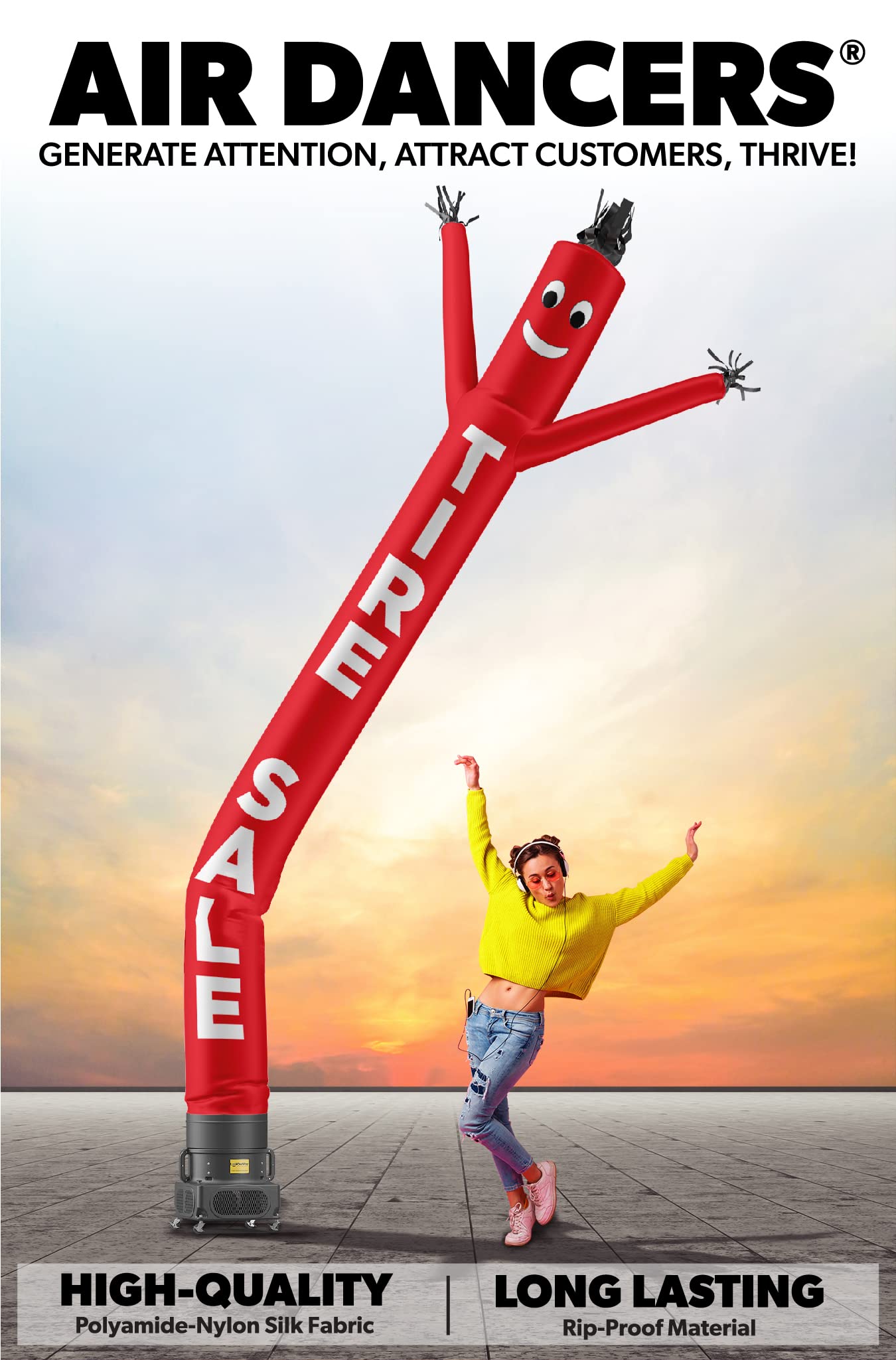 Lookourway Air Dancers Inflatable Tube Man Attachment - 20 Feet Tall Wacky Waving Inflatable Dancing Tube Guy For Business Promotion (Blower Not Included) - Tire Sale