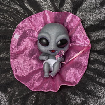 The Ashton-Drake Silicone Alien Baby Doll Zoe, 4 Inches, with Blanket, Diaper and Pacifier, Glittery Skin