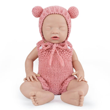 Vollence 12 Inch Sleeping Realistic Silicone Baby Dolls Newborn Realistic Eyes Closed Silicone Babies For Kid Gifts - Girl