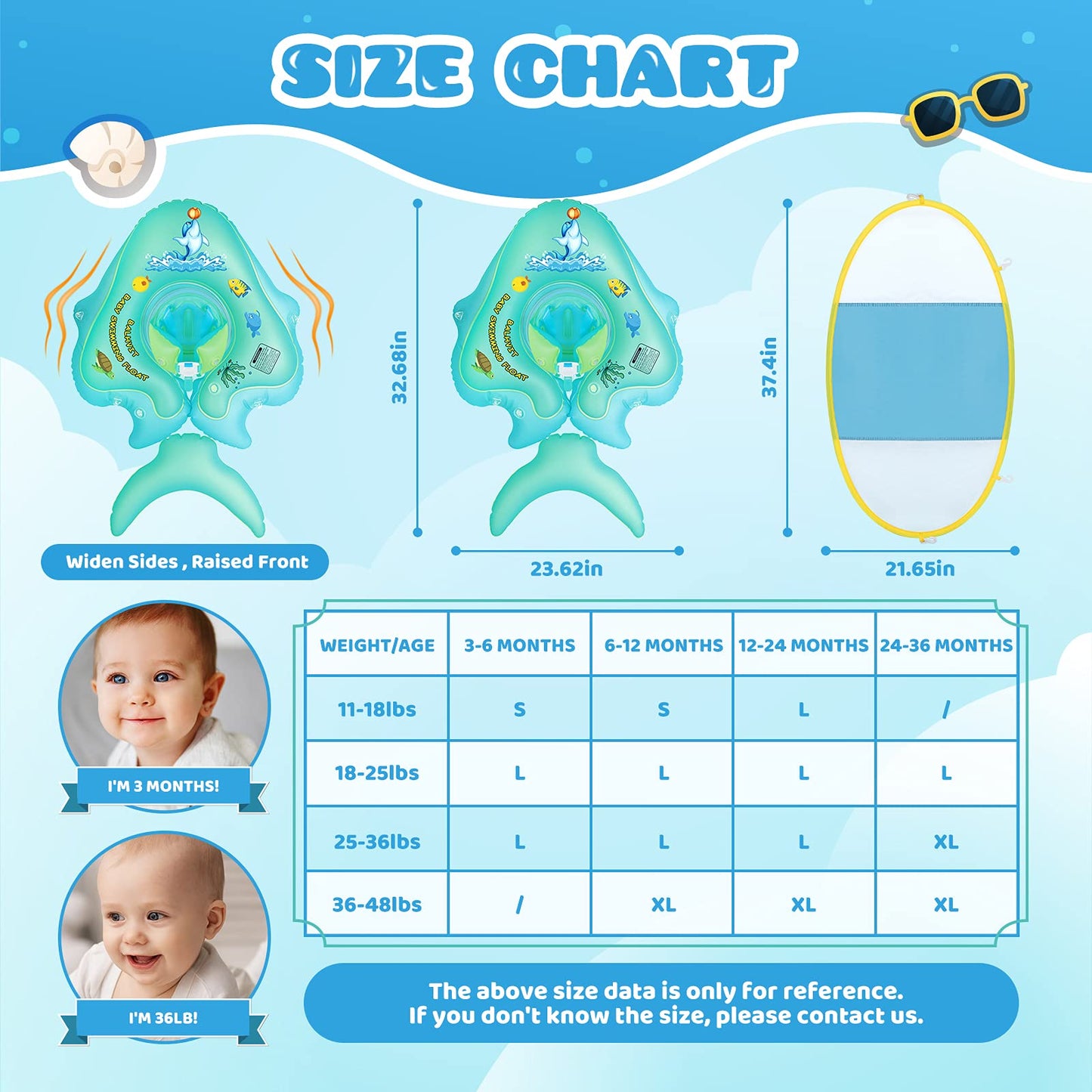 No Flip Over Baby Pool Float With Canopy Upf50+ Sun Protection, Inflatable Float With Sponge Safety Support Bottom, Fun Gifts Water Toys Accessories Baby Swim Floats For Pool 3-36 Months